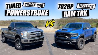 TUNED 6.7 Powerstroke vs 700hp RAM TRX HELLCAT - FROM A DIG!