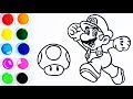 Cómo Dibujar y Colorear a Mario Bros Paso a Paso - Dibujos Para Niños - Learn Colors / FunKeep