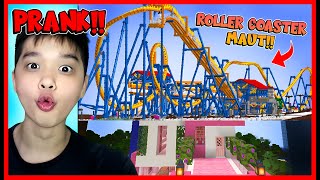 PRANK BANGUN ROLLER COASTER MAUT DI ATAP RUMAH MOMON !! Feat @sapipurba  Minecraft