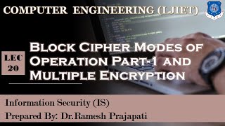 Lec-20_ Block Cipher Modes of Operation Part-1 and Multiple Encryption| Information Security | CE