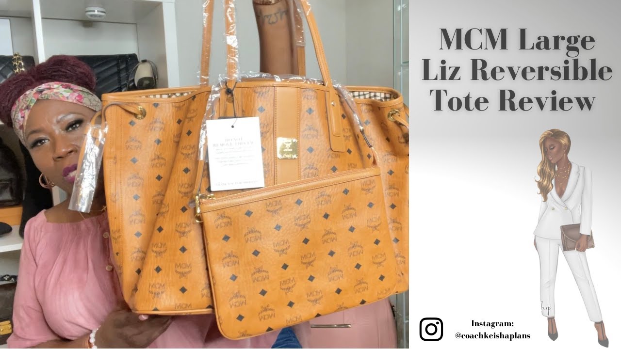 Mcm Women's Large Liz Reversible Visetos Shopper - Cognac