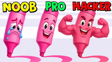Crayon Rush 3D 🖍️ NOOB vs PRO vs HACKER ⚡ Epic Challenge Walkthrough Max Gameplay Full Run QW2455