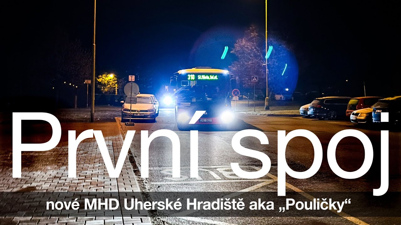 Historicky první jízda novou MHD Uherské Hradiště (Poulička) — 1. 2. 2025 ve 3.45 ráno