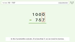 Long Subtraction Problem 10-7.57: Step-by-Step Video Solution