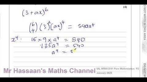 WMA12/01 Edexcel IAL P2 JAN 2020 Q2 Binomial Expansion