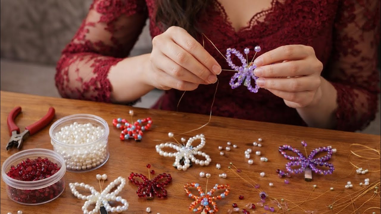 آموزش گل مرواریدی 🌺کم هزینه است 👌خیلی راحت و آسان درست میشه🥰