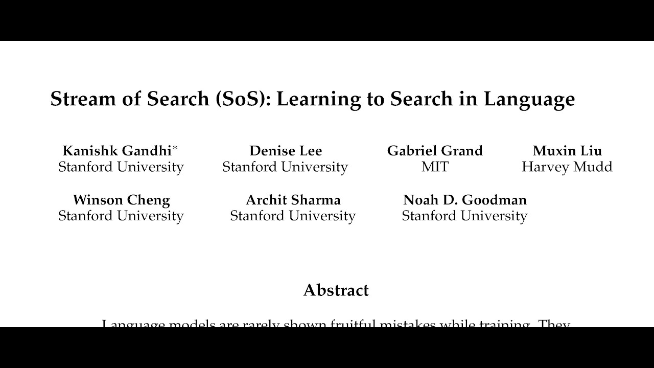 Sos Learning Stream of Search (SoS): Learning to Search in Language - YouTube