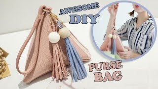 CUTE DIY TRIANGULAR PURSE BAG TUTORIAL // PU Lather Cute Pouch Zipper Bag