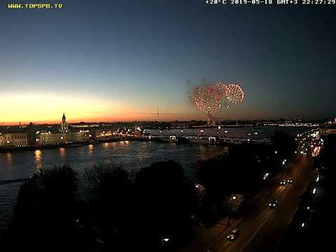 CCTV Санкт-Петербург салют 18 мая 2019 вид фейерверка с Адмиралтейской набережной
