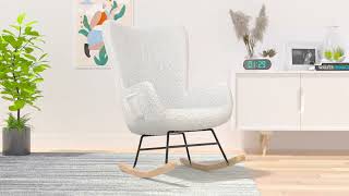Assemble: VECELO Rocking Chair, Modern Upholstered Teddy Fabric Nursery Glider with Padded Seat