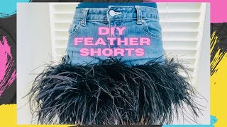 Make Jean Skirt From Old Jeans - DIY Feather Shorts - Feather Jean Shorts - Denim Skirt