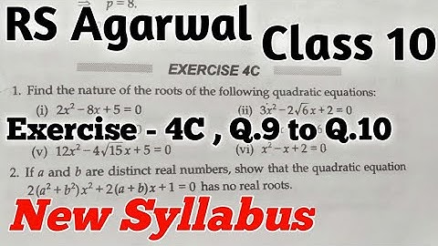 Ex 4C Q9 to Q10 Quadratic Equations | Chapter 4 | RS Aggarwal Class 10 CBSE | Dynamic Math #class10