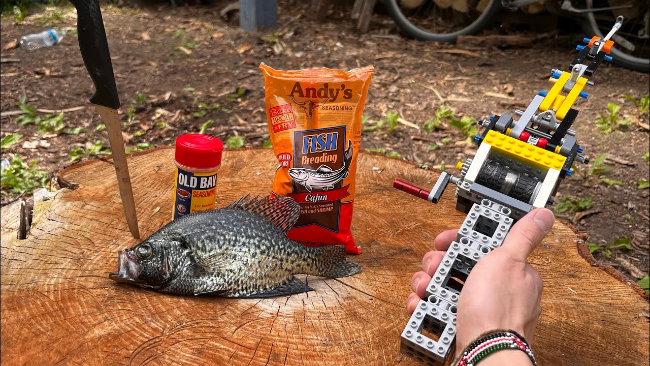 Eating whatever I can catch with LEGO Fishing Rod (Catch, Clean, Cook)
