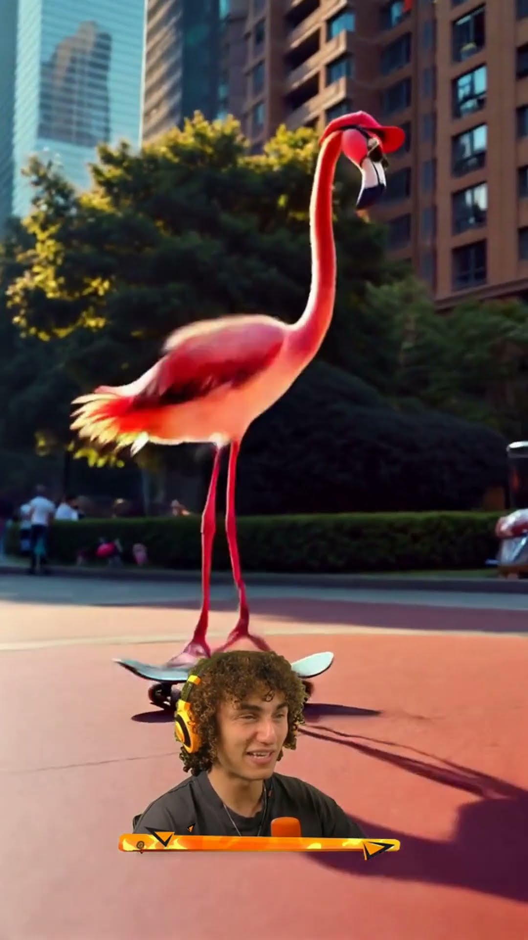 Skateboarding FLAMINGO Stuns Crowd!?