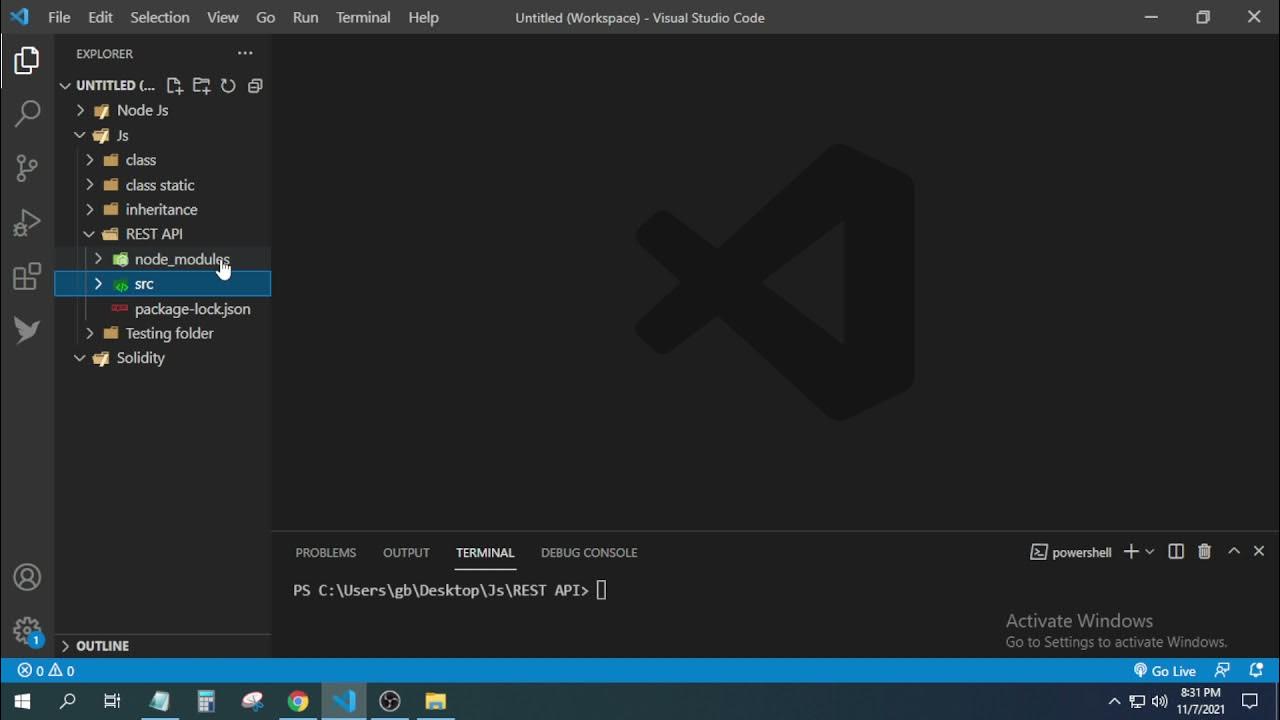 create index js file within src folder in vs code - YouTube image.