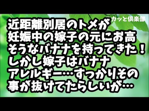 【スカッとする話】近距離別居のトメが妊娠中の嫁子の元にお高そうなバナナを持ってきた！しかし嫁子はバナナアレルギー…すっかりその事が頭から抜けていたらしいのだが…