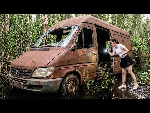 Talent Girl Repairs Abandoned Mercedes-Benz Sprinter at Old Military Airport Into an Ambulance