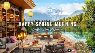 Springtime Lake & Happy Spring Jazz Music at Outdoor Coffee Shop Ambience for Relaxing, Study, Work