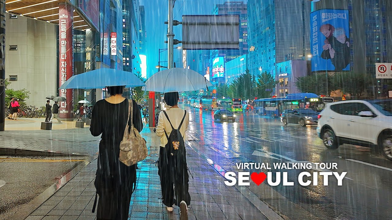 [Full Version] Rainy Day in Seoul Evening Walk, Hongdae & Yeonnam-dong Cafe Street, South Korea, 4K