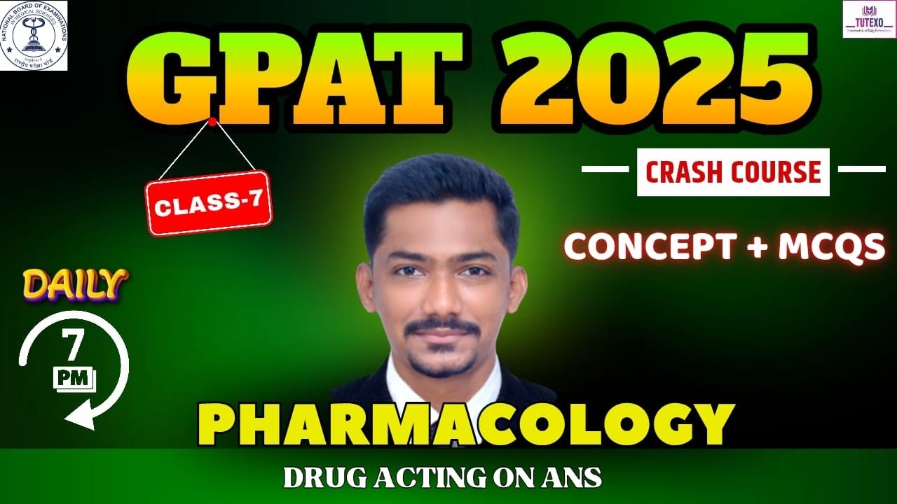 GPAT 2025 CLASS 7 I PHARMACOLOGY I ANS PHARMACOLOGY I CONCEPT & MCQS 