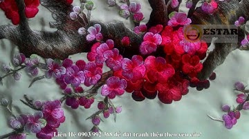 Tranh Thêu Hoa Đào - Tranh Thêu Tay Hoa Đào - Tranh Thêu ESTAR