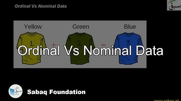 Ordinal Vs Nominal Data, Statistics Lecture | Sabaq.pk