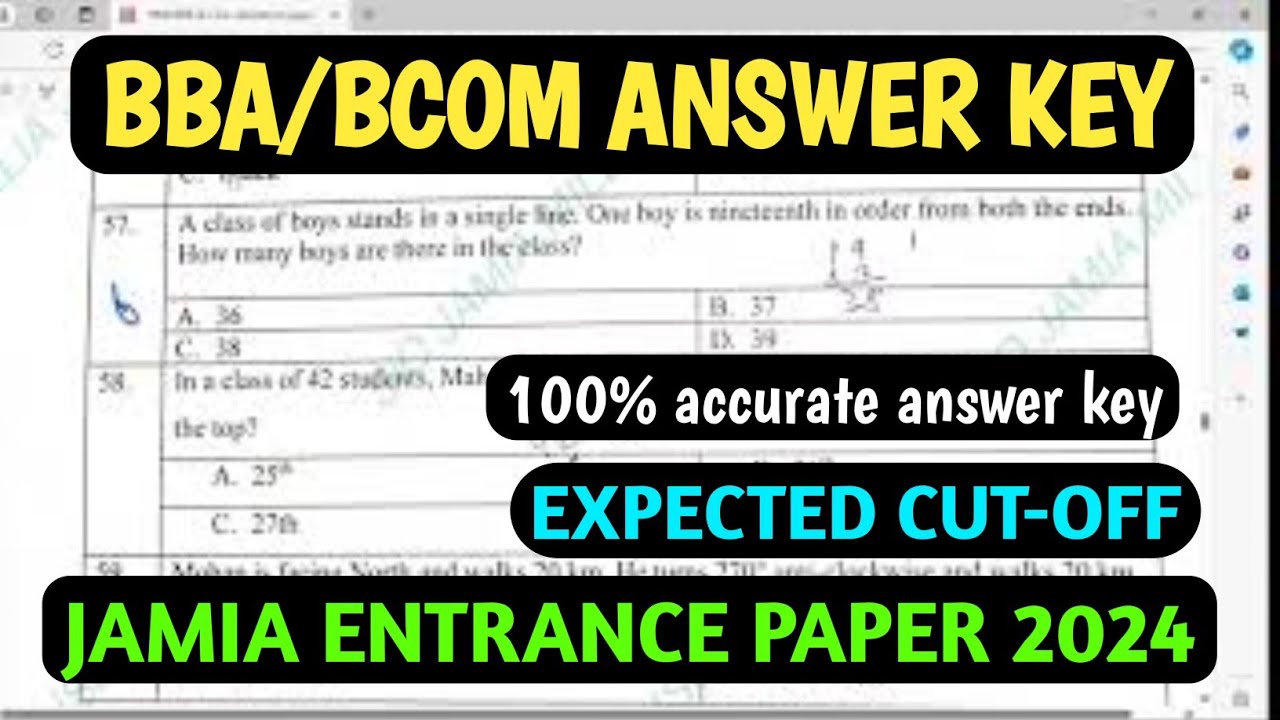 2019 previous year question pyq with answer bba aku... JAMIA BBA/BCOM ANSWER KEY 2024 | JAMIA BBA/BCOM SOLVED PYQ 2024 ...