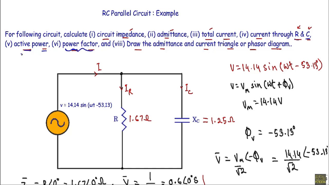 RC Parallel Circuit AC Example YouTube