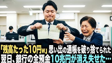 「10円しか預金ないので捨てますねw」通帳をわざと破いた若手銀行員。「では私も捨てますね」翌日、10円を捨てた銀行の全預金10兆円が消え失せた…