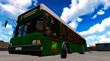 Автобус МАЗ-103.065 работает на городском маршруте №2. Proton Bus Simulator