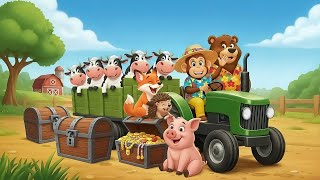 Farmer monkey repair tractor and plow working on cabbage and corn field. Funny farm🐒