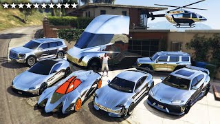 GTA 5 - Stealing Silver Luxury Cars with Franklin! (Real Life Cars #173)