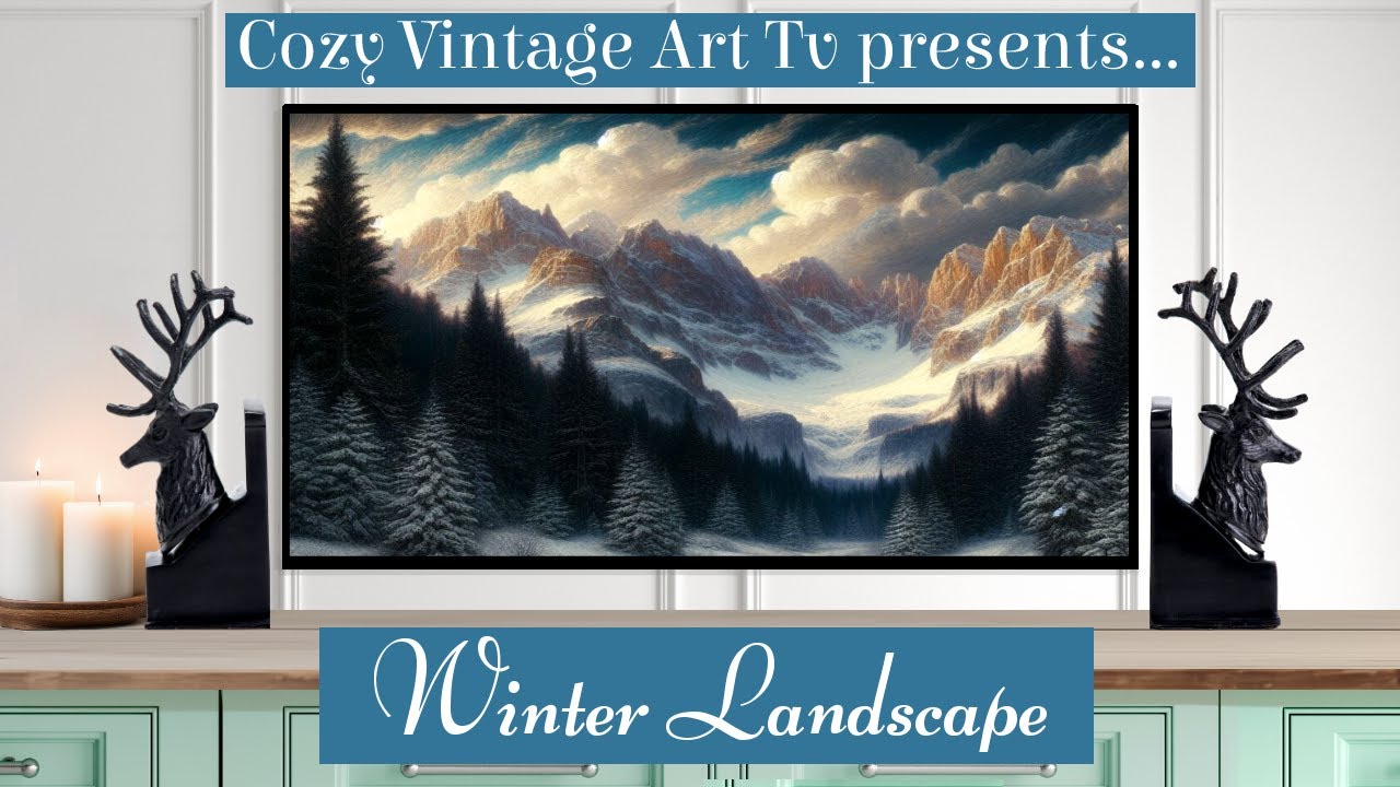 Cozy Winter Landscape for TV | Vintage Snow Landscape TV Art Slideshow | TV Screensaver | No Music