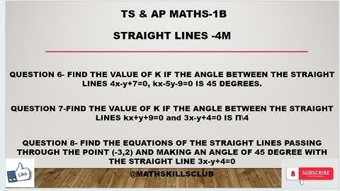 1B MATHS CHAPTER STRAIGHT LINES 4M IMPORTANT QUESTIONS 6,7 & 8