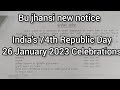 Happy republic day 2023 | 26 January 2023 | bu jhansi new notice 26 January | republic day