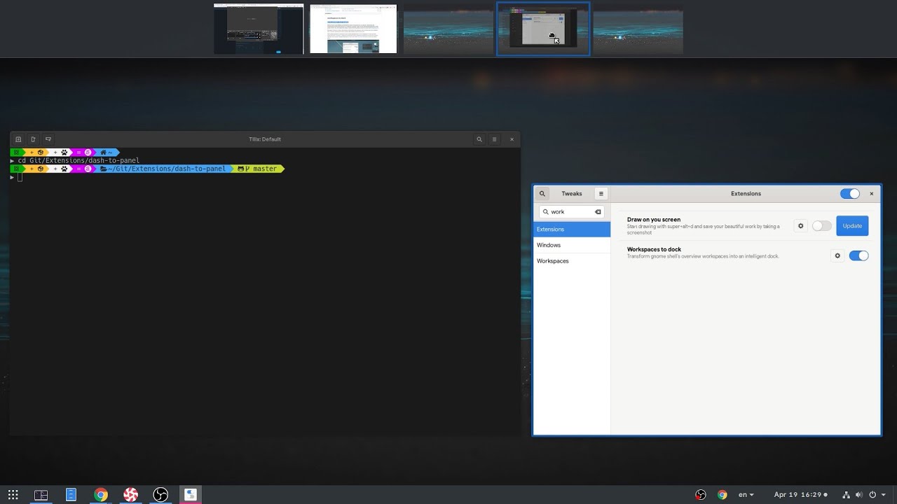 GNOME 3.32: PowerLevel10K Shell Prompt & Workspaces to Dock Extension ...