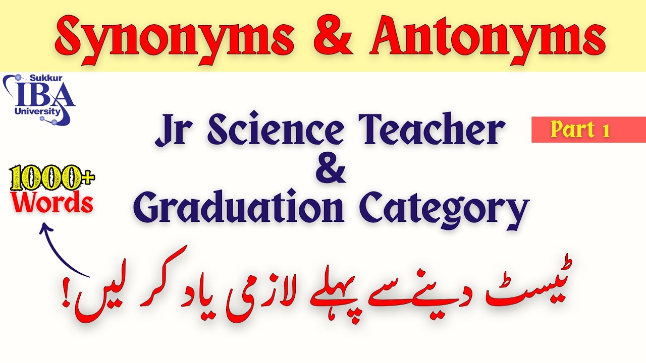 MOST Important English Synonym & Antonym For Graduation Category & JST Test