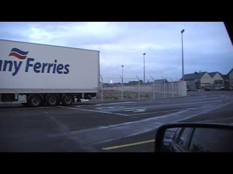 Driving Off Brittany Ferries MV Pont Aven Roscoff,...