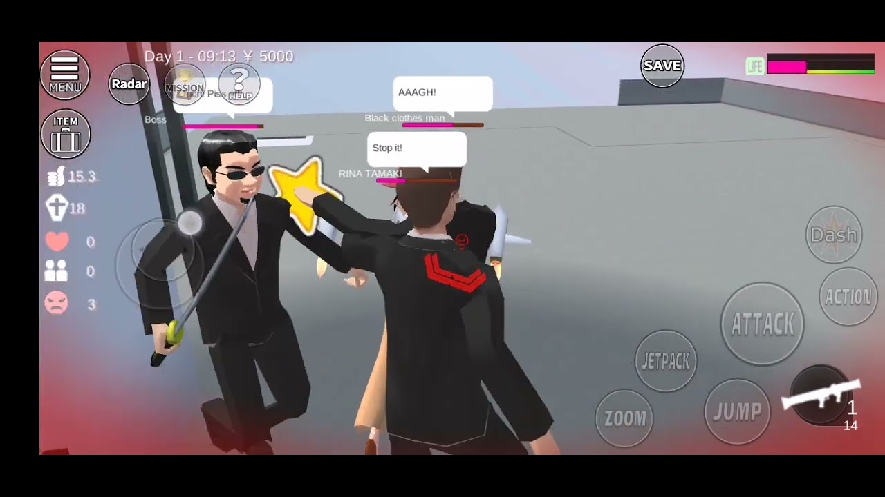 Sakura robed the guns form a building 🏛 