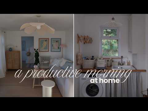 a productive morning at home | tidying up, new lamp unboxing, organising pantry drawer & laundry thumbnail