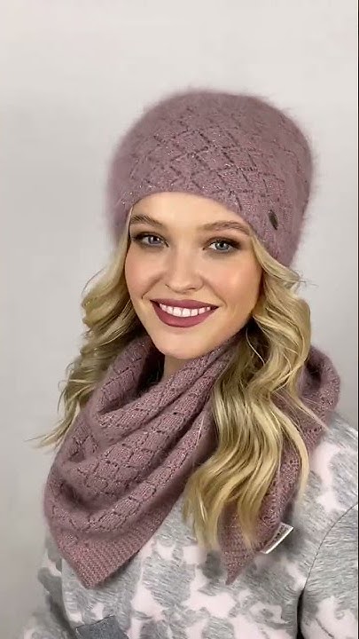 Шапка из ангоры ажурная (Арт. 1605222S2722 БАКЛАЖАН) - YouTube