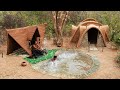 Building The Most Beautiful 2 Villa Mud House On The Underground Swimming Pool | Update Full