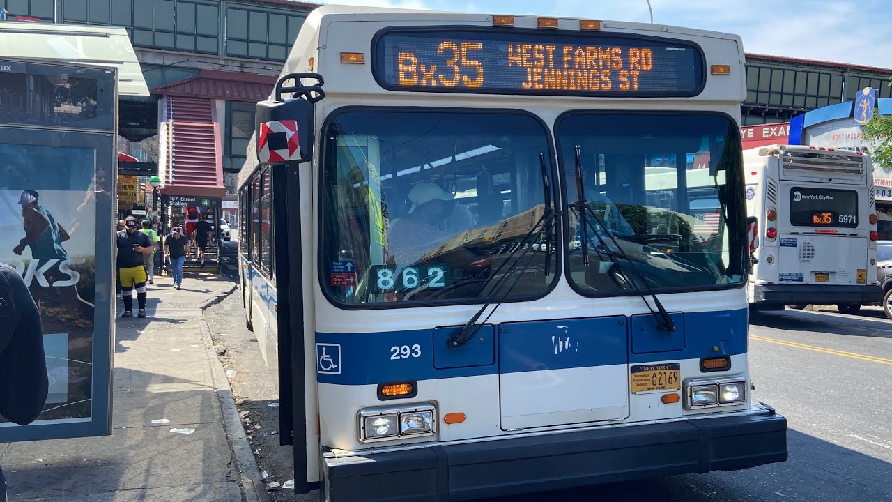 MTA NYCT Bus New Flyer C40LF 293 With LED Headlights Running on the