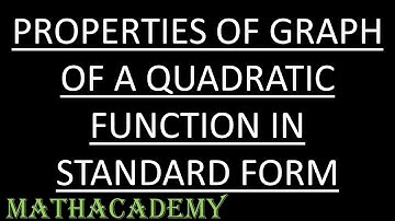 Properties of Graph of Quadratic Function in Standard form | Quadratics | Algebra | Mathacademy