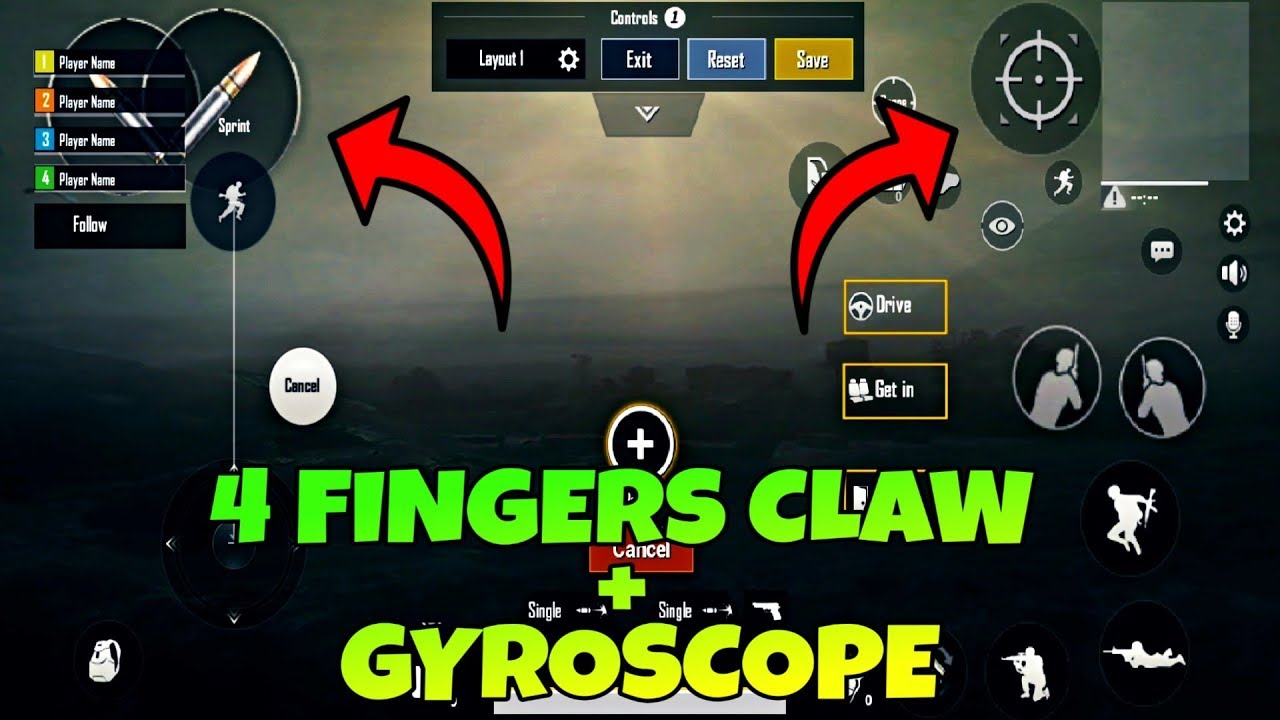 BEST 4 FINGERS CLAW SETTINGS WITH GYROSCOPE | PUBG MOBILE CLAW GAMEPLAY - 