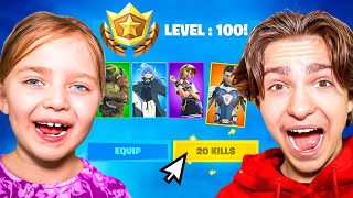 20 Kills In Fortnite &amp; Get Tier 100 Battle Pass (7 Year Old)