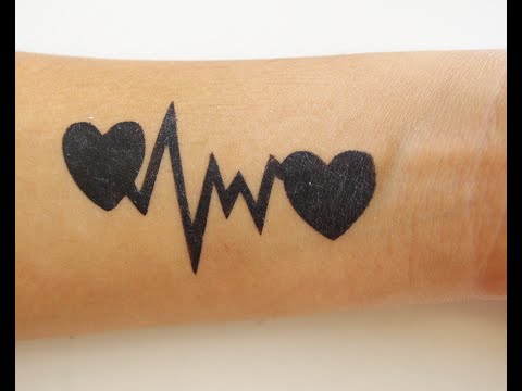 tatouage temporaire noir battements de coeur avec de l'encre - YouTube