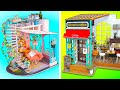 DIY DOLL HOUSES || A Cozy Coffee House And A Mini Rooftop Loft