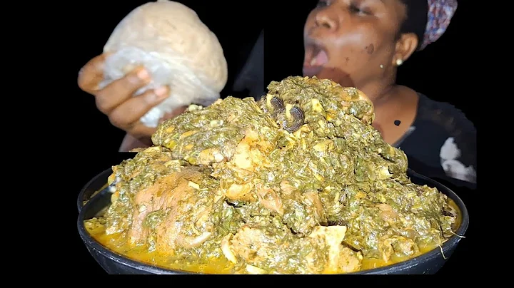African food mukbang Afang soup and fufu mukbang