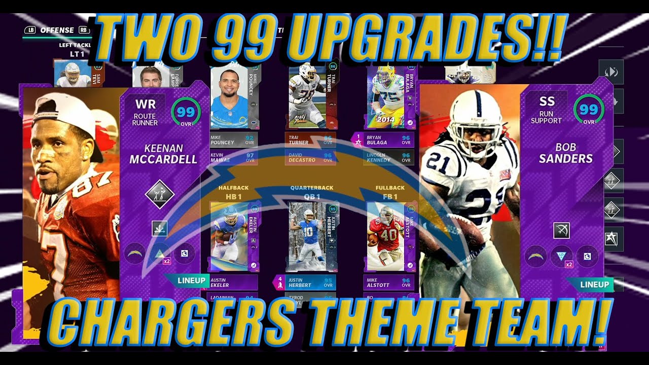 TWO 99 OVERALL UPGRADES! BEST Chargers Theme Team In Madden! Madden 21 Ultimate Team!